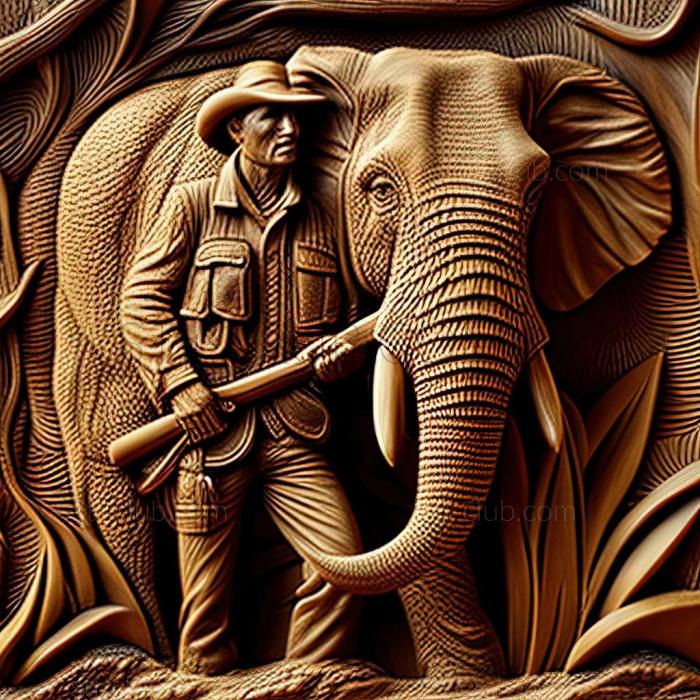 Elephant Hunting American artist